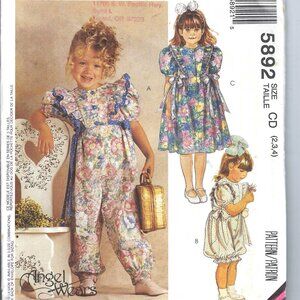Vintage McCall's 5892 Girl's Dress & Jumpsuits Toddler Sizes 2-3-4